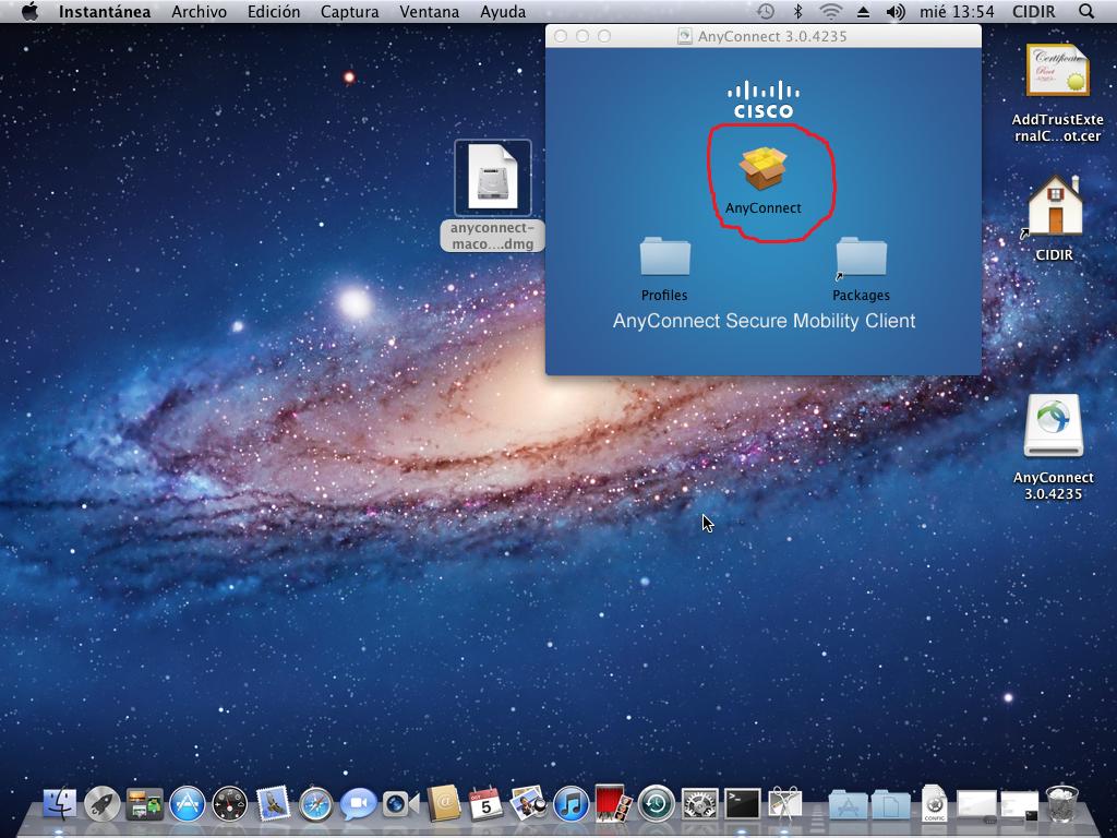 Dentro del dmg, fichero AnyConnect