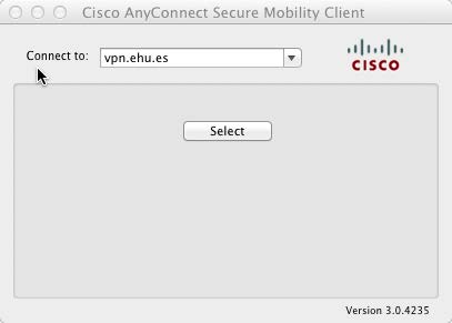 Connect to: vpn.ehu.es. Select
