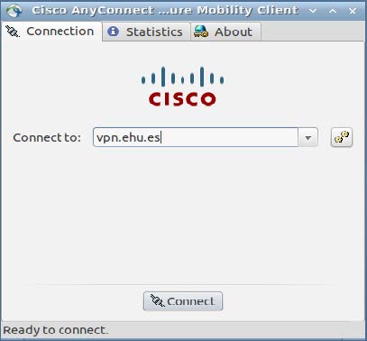 Connect to vpn.ehu.es. Connect